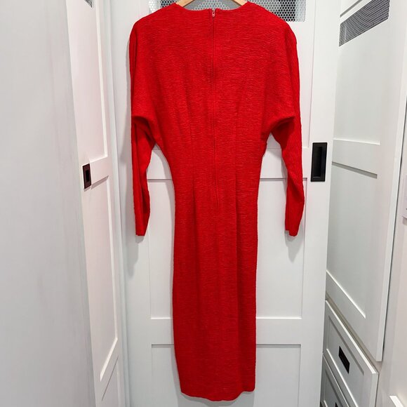 Vintage 80's 90's Sexy Low Cut Red Vamp Curvy Crinkle Dress Valentine Romantic - Picture 6 of 7